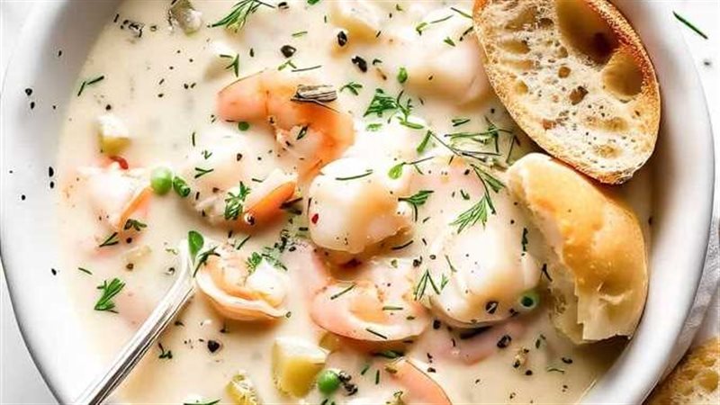 شوربة السي فود بالكريمة