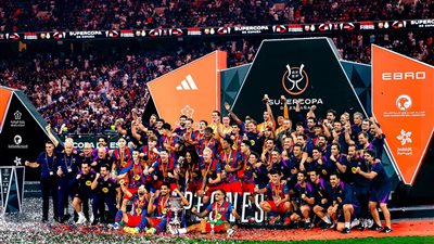 شاهد تتويج برشلونة بلقب كأس السوبر الإسباني بعد الفوز على ريال مدريد