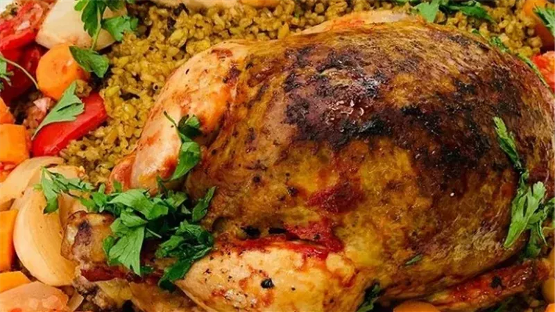 صينية الفريك بالفراخ 