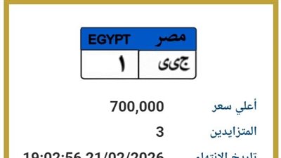 3 متنافسين يرفعون سعر لوحة إلى 700 ألف جنيه قبل غلق المزاد