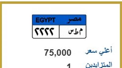 بمشاركة شخص واحد فقط.. 75 ألف جنيه قيمة اللوحة المميزة 