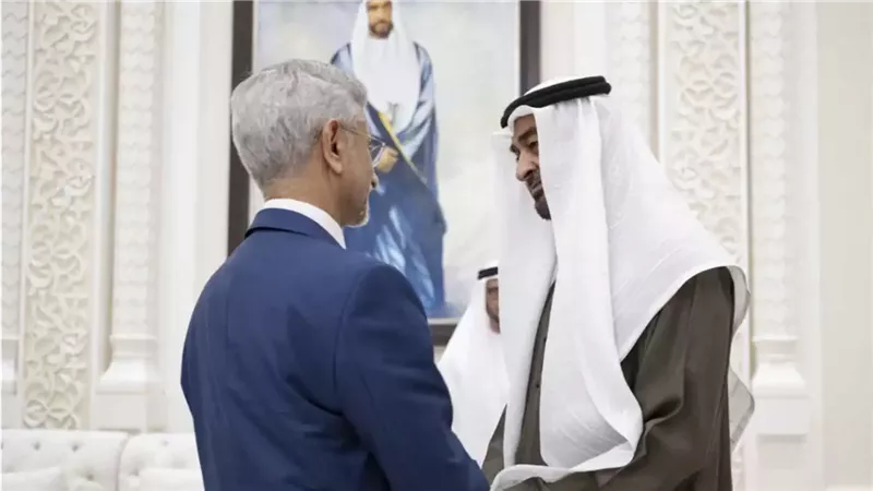 رئيس الإمارات خلال لقائه وزير الشؤون الخارجية للهند