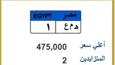 بـ 475 ألف جنيه.. «ه م ع 1» تشعل التنافس في مزاد اللوحات المعدنية