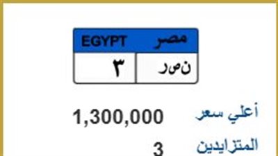  لوحة سيارات في مصر تسجل مليون و300 ألف جنيه