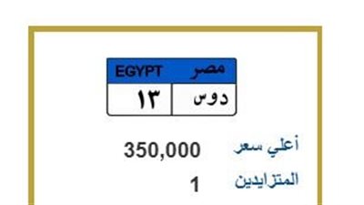 بـ 350 ألف جنيه.. لوحة «دوس 13» تشعل مزادات المرور الإلكترونية
