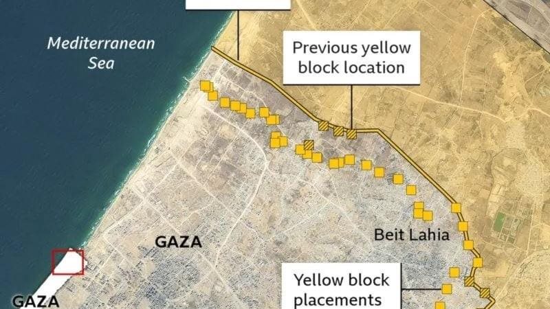الخط الاصفر يبتلع قطاع غزة 
