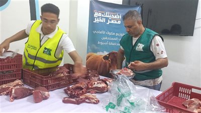 ذبح وتوزيع لحوم 45 رأس ماشية في ثالث أيام العيد بأسيوط 