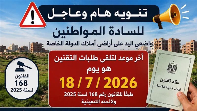 تقنين واضعي اليد علي أراضي الدولة 