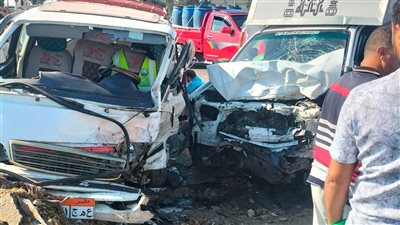 إصابة 8 أشخاص في تصادم ميكروباص ونصف نقل بطريق قطور الشين بالغربية