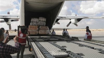 روسيا ترسل طائزة مساعدات إلى مطار العريش تمهيدا لدخولها قطاع غزة