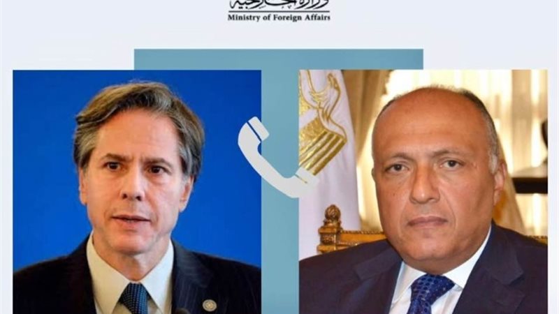 سماح شكرى ووزير خارجية أمريكا