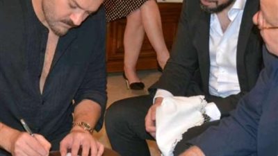 عمرو يوسف الشاهد، لقطات من عقد قران جميلة عوض والمونتير أحمد حافظ
