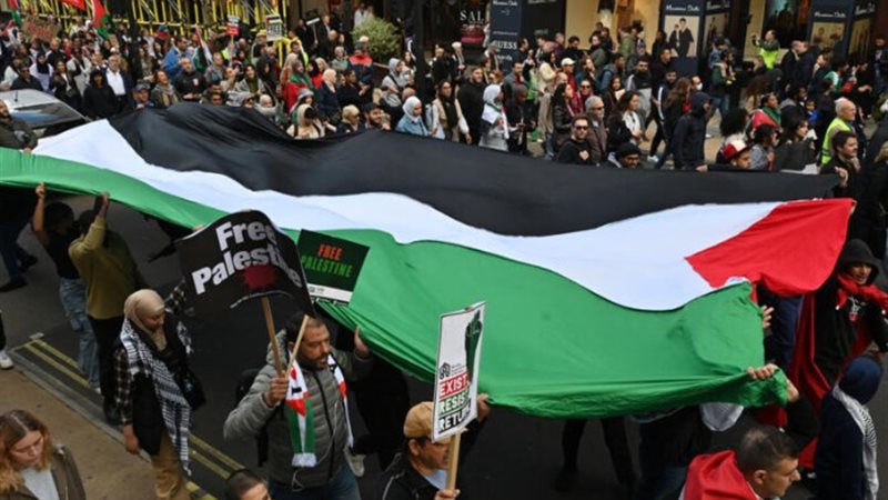 متظاهرون في بريطانيا يدعمون فلسطين، الجمهور الإخباري